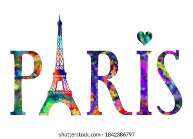 Beautiful Paris text word vector design