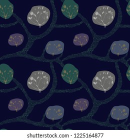 beautiful park with colorful trees. seamless vector pattern with park and paths between the tree