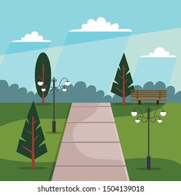Beautiful park design vector with modern design concept for banner, wallpaper, header, background, web landing page, book illustration. Trendy flat illustration