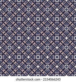 Beautiful parquet seamless pattern in dark colors. Overlapping art forms, stripes, polygons, segments are grouped and arranged in a certain order. Vector. 