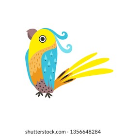 Beautiful Parrot with Colored Feathers and Wings Vector Illustration