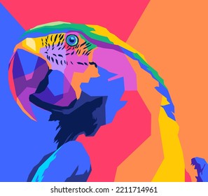 Beautiful parrot pop art style