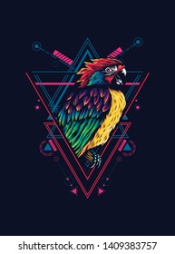 Beautiful parrot with sacred geometry pattern