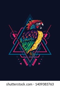 Beautiful parrot with sacred geometry pattern