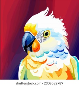 Beautiful parrot, watercolor dye painting, vector EPS 10 illustration