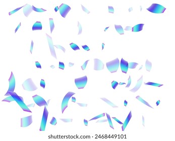 Beautiful party confetti scatter vector background. Blue  hologram particles fiesta vector. Surprise burst flying confetti. Holiday celebration decor illustration. Joy particles.