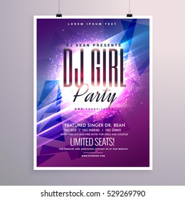 beautiful party flyer template with colorful glowing background