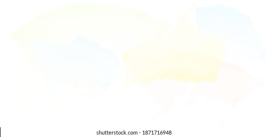 Beautiful pastel background with vector watercolor pattern, texture brush strokes in gentle colors. Multicolored template for splash or greeting card, gradient of soft shades by artist's brush.