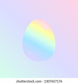 Beautiful pastel color Easter egg with highlights on abstract gradient background