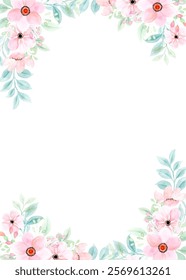 Beautiful pastel color floral frame, watercolor flower frame background for design.