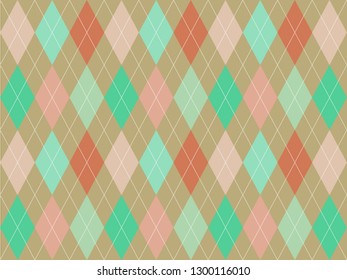 Beautiful pastel colorful triangle polygon on brown background in minimal and modern trendy geometric concept.Vector art pattern graphic design for wallpaper,textile,printed with vintage retro style.