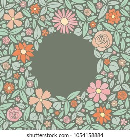 Beautiful pastel coloured background with flowers. Concept of a template of a card with copyspace. Vector.