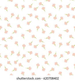 Beautiful pastel flower seamless pattern. Hand drawn vector background.