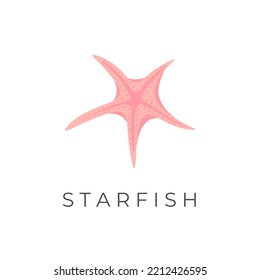 Beautiful pastel pink starfish illustration logo