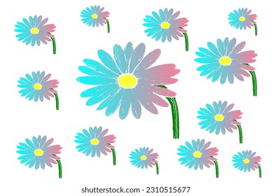 Beautiful pastel purple blooming flowers on a white background. Spring and summer pattern