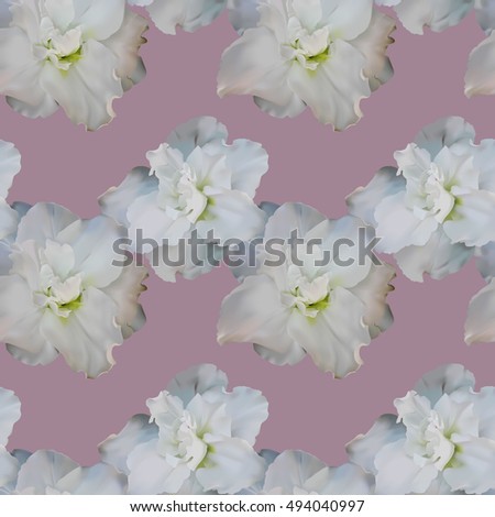 Beautiful pastel seamless pattern with azaleas on pinkish background. Vector illustration.