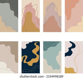 Beautiful pastel social media banner template with minimal abstract organic shapes composition in trendy contemporary collage style simple plat vector design