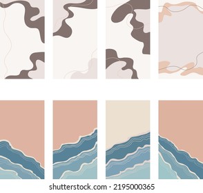 Beautiful pastel social media banner template with minimal abstract organic shapes composition in trendy contemporary collage style simple plat vector design