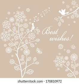 Beautiful pastel spring card with lacy tree