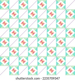 beautiful pastel square triangle green and orange tone decorative wallpaper and gift paper on white background