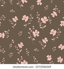 beautiful patern of delicate flowers on a chocolate background