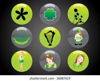  beautiful patrick's day icon set, 17 march