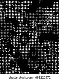 Beautiful pattern with abstract flowers. Black and white spotted vector illustration background