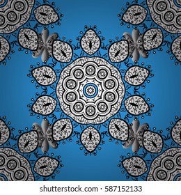 Beautiful pattern with abstract flowers. Blue spotted Vector illustration. Background. Blue background.