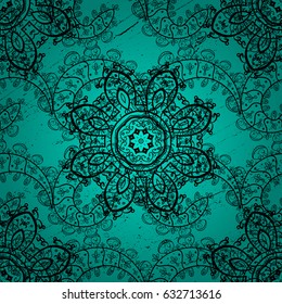 Beautiful pattern with abstract flowers. Blue background. Blue spotted Vector illustration. Background.