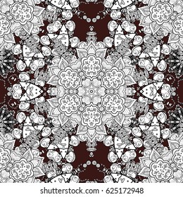 Beautiful pattern with abstract flowers. Brown spotted Vector illustration. Background. Brown background.