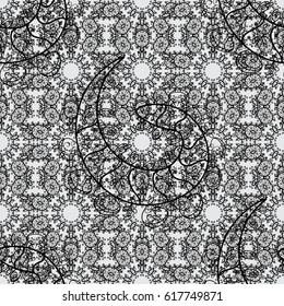 Beautiful pattern with abstract flowers. Gray doodles. Vector illustration. Background.