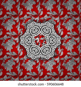 Beautiful pattern with abstract flowers. Red spotted Vector illustration. Background. Red background.