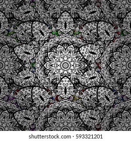 Beautiful pattern with abstract flowers. White doodles. Vector illustration. Background