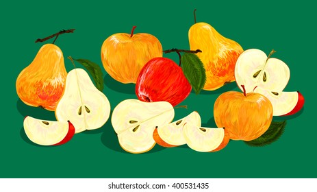 beautiful pattern apples and pears