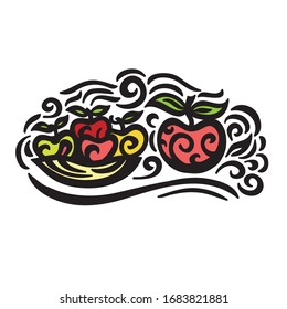 Beautiful pattern apples. Vector illustration