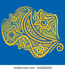 Beautiful pattern background of stars and half moon. Vector illustration