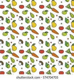 Beautiful pattern background with vegetables and fruits