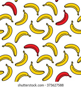 Beautiful pattern of bananas. Drawn hand.
