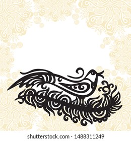 Beautiful pattern bird and nature background. Vector illustration