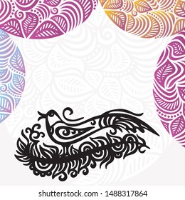 Beautiful pattern bird and nature background. Vector illustration