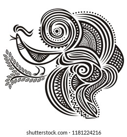 Beautiful pattern black bird. Vector illustration