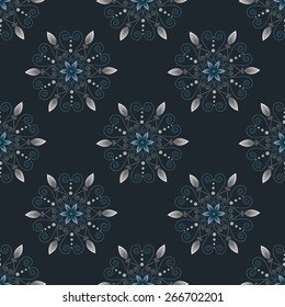 Beautiful pattern with blue crystal  flowers. 