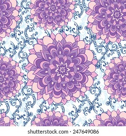 beautiful pattern with blue flowers and floral pattern. vector