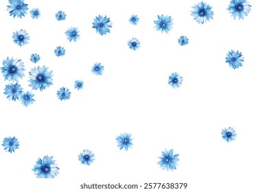 Beautiful pattern of blue flowers on a white background. Perfect for fabric, wallpaper, and gift wrap designs. The delicate floral arrangement adds a touch of elegance and freshness