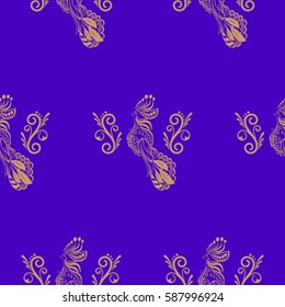 Beautiful pattern with bright rooster. Background with a rooster, the symbol of 2017.