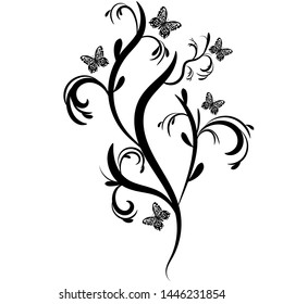 a beautiful pattern of butterflies and swirls background vector