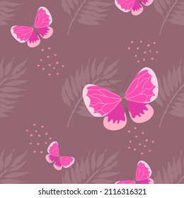 Beautiful pattern with butterflies vector seamless. Floral element for design for woman