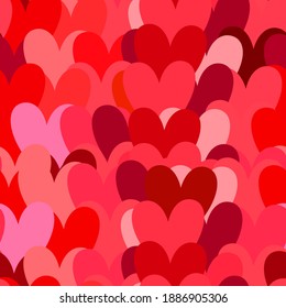Beautiful pattern with camouflage of multicolored hearts. A lot of hearts in a seamless pattern for valentine's day.
