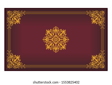 Beautiful pattern, carpet, business card, classic style, baroque, rococo, frame and rosette, floor