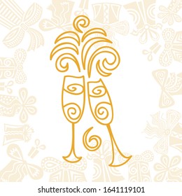Beautiful pattern champagne. Vector illustration